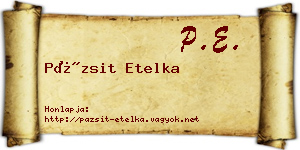 Pázsit Etelka névjegykártya